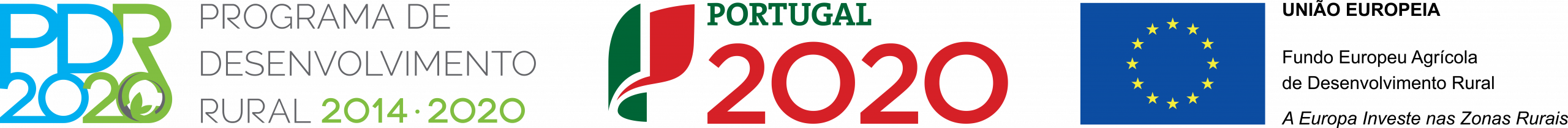 Barra de cofinanciamento: República Portuguesa, PDR2020, Portugal 2020 e FEADER — Fundo Europeu Agrícola de Desenvolvimento Rural: a Europa investe nas zonas rurais